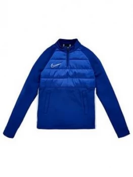 Boys, Nike Youth Academy Winter Warrior Padded Drill Top - Blue, Size Xs