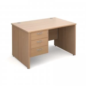 Maestro 25 PL Straight Desk With 3 Drawer Pedestal 1200mm - Beech pane