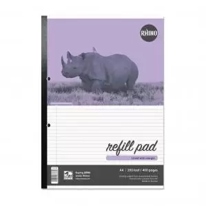 RHINO Office A4 Refill Pad Sidebound 400 Pages 200 Leaf 6mm Lined