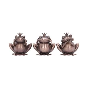 Bronze Crowned Three Wise Frogs Figurine