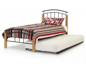 Serene Tetras 3ft Single Black and Beech Metal Guest Bed Frame