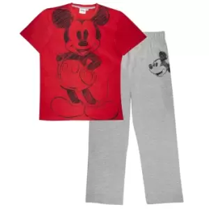 Disney Mens Mickey Mouse Sketch Pyjama Set (M) (Red/Heather Grey)