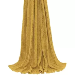 Riva Home Lilya Knitted Throw (140 x 180cm) (Ochre) - Ochre