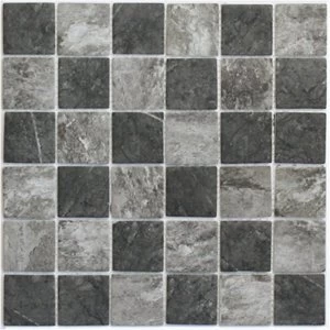 Formation Grey & white Glass & marble Mosaic tile (L)300mm (W)300mm