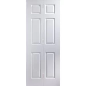 6 Panel Primed Woodgrain effect Unglazed Internal Bi fold Door H1981mm W762mm