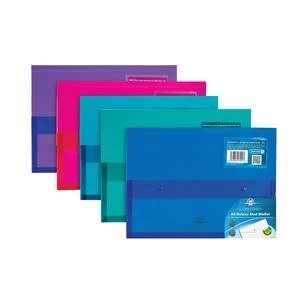 Original Concord Stud Wallet File Vibrant Polyplus with Gusset A4 Assorted Colours Pack of 5