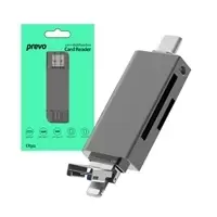 PREVO CR312 USB 2.0, USB Type-C and Lightening Connection, Card...