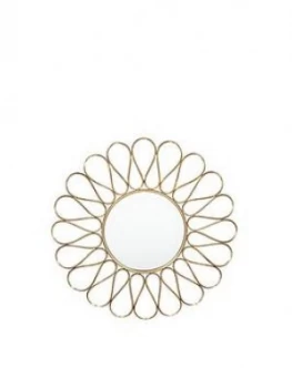 Pacific Lifestyle Antique Gold Metal Petal Round Wall Mirror