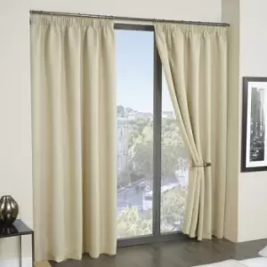 Emma Barclay Cali Thermal Woven Blackout Pencil Pleat Curtains, Beige, 66 x 72 Inch