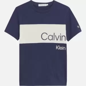 Calvin Klein Boys' Colour Block Stack Logo T-Shirt - Peacoat - 8 Years