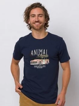 Animal Trip Graphic T-Shirt, Indigo Blue Size M Men