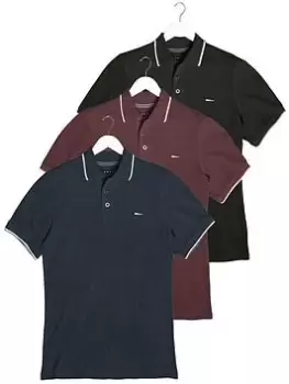 BadRhino 3 Pack Tipping Polo Shirts - Black/Burgundy/Navy, Multi, Size 7-8Xl, Men