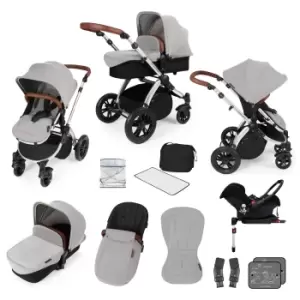 ickle bubba Stomp V3 Silver All-in-One Travel System With ISOFIX Base - Silver / Tan