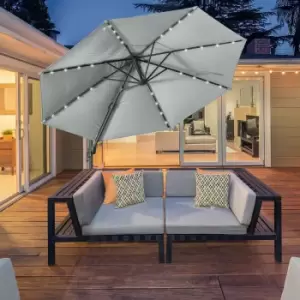Alfresco 3m LED Cantilever Parasol Garden Sun Umbrella with Base and Solar Lights, Grey