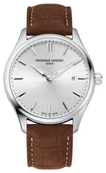 Frederique Constant Classics Quartz Brown Leather Strap Watch