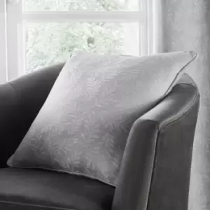 Dreams & Drapes Telford Leaf Jacquard Piped Edge Filled Cushion, Silver, 43 x 43 Cm