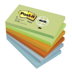 Post it 655 1RP 76mm x 127mm 100 Recycled Sticky Notes Rainbow Pastel Pack 12 x 100 Sheets