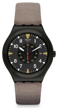 Swatch Gardya Brown Silicone Strap Black Dial YWB406 Watch