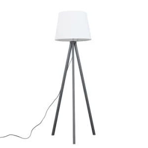 Barbro Grey Tripod Floor Lamp With XL White Aspen Shade