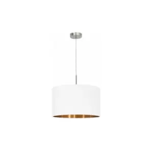 95044 Pasteri One Light Ceiling Pendant In Satin Nickel With White And Copper Shade- - Eglo