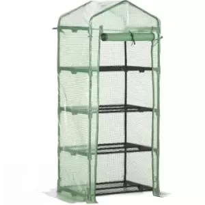 Mini Greenhouse 4-Tier Portable Plant House Shed w/ PE Cover, Green - Outsunny
