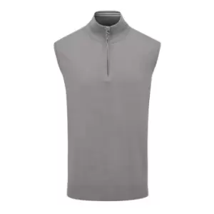 Oscar Jacobson Half Zip Sleeveless Sweater - Grey