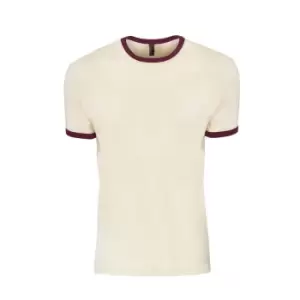 Next Level Adults Unisex Cotton Ringer T-Shirt (XXL) (Natural/Maroon)