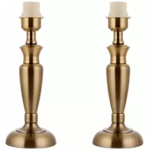 2 pack Brass Table Lamp Light 310mm Tall Aged Metal Base Only Desk Sideboard