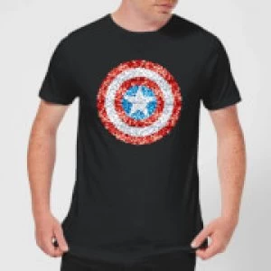 Marvel Captain America Pixelated Shield Mens T-Shirt - Black - XL