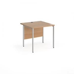 Dams International Rectangular Straight Desk with Beech Coloured MFC Top and Silver H-Frame Legs Contract 25 800 x 800 x 725mm