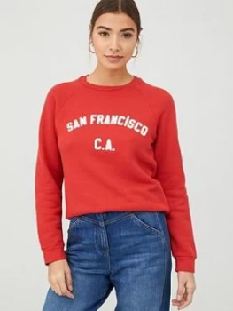 WHISTLES San Francisco Logo Sweatshirt - Red Size M Women