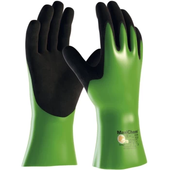 56-635 Maxichem Black/Green Nitrile Gloves - Size 10