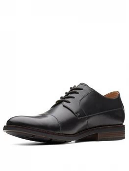 Clarks Becken Cap Leather Lace Up Shoe - Black, Size 6, Men