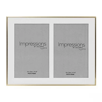 4" x 6" - Impressions Brushed Brass Double Photo Frame
