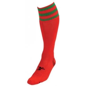PT 3 Stripe Pro Football Socks Boys Red/Green