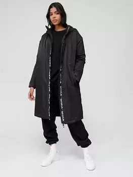 HUGO Fuyarina Logo Trim Showerproof Coat - Black Size M Women