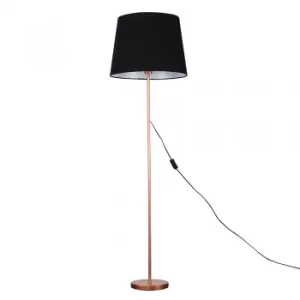 Charlie Copper Floor Lamp with XL Black Aspen Shade