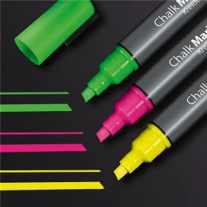 Sigel Chalk Marker 50 Chisel Tip 1 5mm PinkGreenYellow 3 in Pack