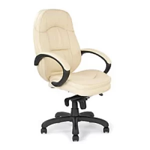 Nautilus Designs Ltd. Luxurious Leather Faced Executive Armchair with Padded, Upholstered Armpads and Pronounced Lumbar Support Cream