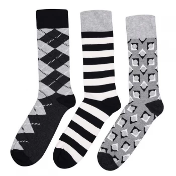 Happy Socks 3 Pack Argyle Socks - Monochrome