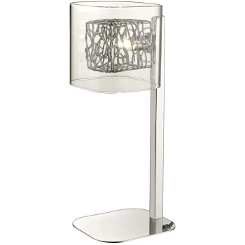 1 Light Table Lamp Mesh Chrome, Clear and Glass, G9 - Spring Lighting