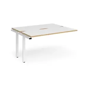 Bench Desk Add On 2 Person Rectangular Desks 1400mm White/Oak Tops With White Frames 1200mm Depth Adapt