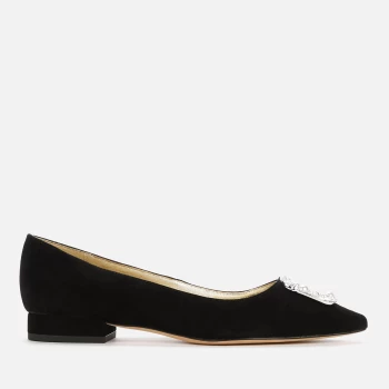 Kate Spade New York Womens Buckle Up Suede Pointed Flats - Black - UK 7