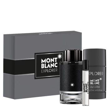 Mont Blanc Explorer Gift Set: Eau de Parfum 100ml and Deodorant Stick 75g + Travel Spray 7.5ml - Multi