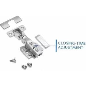 Soft Close Half Overlay 35mm Cabinet Door Hinge Closing Time Adjustment - Pack of 1