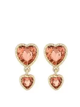 Mood Mood Rose Gold Light Peach Double Drop Heart Charm Earrings