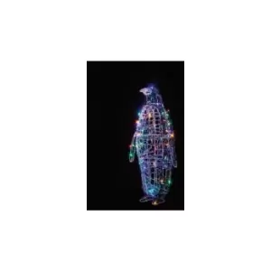 Outdoor Xmas Decoration 90cm Soft Acrylic Penguin - 80 Multicoloured LED lights