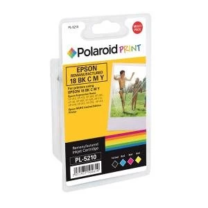 Polaroid Epson 18 Remanufactured Inkjet Cartridge KCMY Pack of 4