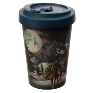 Protector of the North Wolf Reusable Screw Top Bamboo Composite Travel Mug