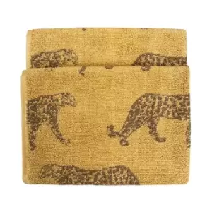 Leopard Animal Jacquard Hand Towel Gold